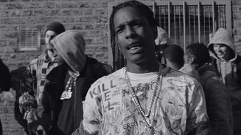 Movie still from “A$AP MOB - Moneyman” (2016), directed by Dexter Navy – Close Up shot, Low angle