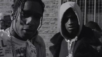 Movie still from “A$AP MOB - Moneyman” (2016), directed by Dexter Navy – Close Up shot, Low angle