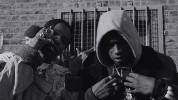 Movie still from “A$AP MOB - Moneyman” (2016), directed by Dexter Navy – Medium shot, Low angle