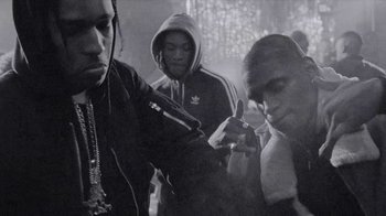 Movie still from “A$AP MOB - Moneyman” (2016), directed by Dexter Navy – Medium shot, Low angle