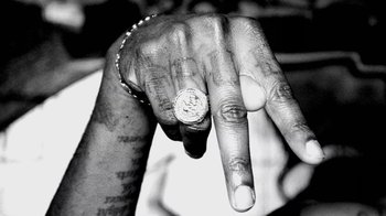 Movie still from “A$AP MOB - Moneyman” (2016), directed by Dexter Navy – Extreme Close Up shot, Overhead angle