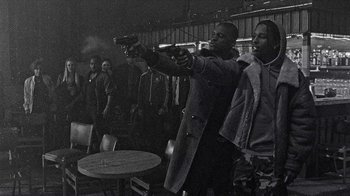 Movie still from “A$AP MOB - Moneyman” (2016), directed by Dexter Navy – Medium shot, Low angle