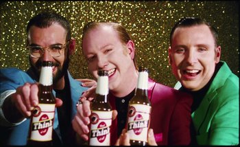 Movie still from “Two Door Cinema Club - Are We Ready” (2016), directed by Thunderlips – Medium shot, Overhead angle