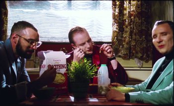 Movie still from “Two Door Cinema Club - Are We Ready” (2016), directed by Thunderlips – Medium shot, Low angle