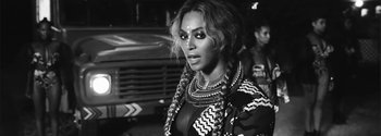 Movie still from “Beyoncé - Sorry” (2016), directed by Kahlil Joseph – Close Up shot, Over the shoulder angle