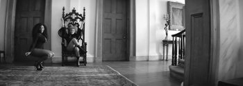Movie still from “Beyoncé - Sorry” (2016), directed by Kahlil Joseph – Wide shot, Low angle