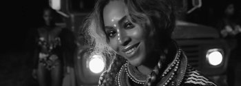 Movie still from “Beyoncé - Sorry” (2016), directed by Kahlil Joseph – Close Up shot, Low angle