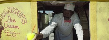 Movie still from “Frankie Sinatra - The Avalanches” (2016), directed by Manu Cossu – Medium shot, Low angle