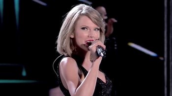 Movie still from “Taylor Swift - New Romantics” (2016), directed by Jonas Åkerlund – Close Up shot, Low angle