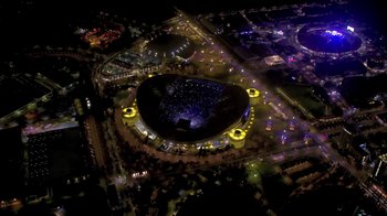 Movie still from “Taylor Swift - New Romantics” (2016), directed by Jonas Åkerlund – Extreme Wide shot, Overhead angle