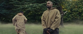 Movie still from “Travis Scott & Kanye West - Piss on your Grave” (2015), directed by Nabil Elderkin – Medium shot, Over the shoulder angle