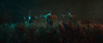 Movie still from “David Bowie - Blackstar” (2015), directed by Johan Renck – Extreme Wide shot, Low angle