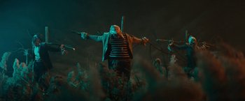 Movie still from “David Bowie - Blackstar” (2015), directed by Johan Renck – Medium shot, Low angle