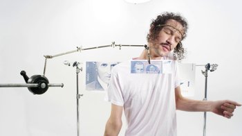 Movie still from “Darwin Deez - The Mess She Made” (2015), directed by Oscar Hudson – Medium shot, Low angle