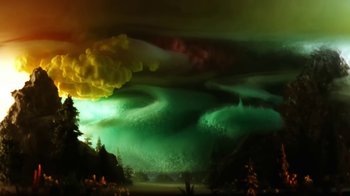 Movie still from “Joanna Newsom - Divers” (2015), directed by Paul Thomas Anderson – Extreme Wide shot, Low angle