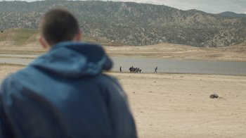 Movie still from “Cold Specks - Neuroplasticity” (2015), directed by Young Replicant – Extreme Wide shot, Over the shoulder angle