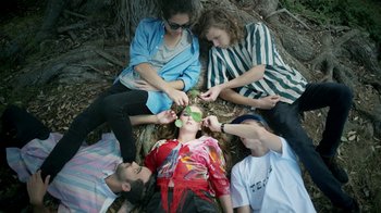 Movie still from “The Leers - I Can’t Cope” (2015), directed by Thunderlips – Medium shot, Overhead angle