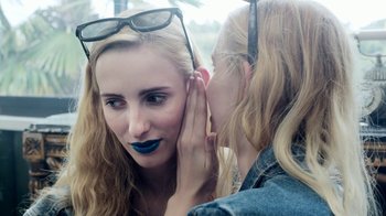 Movie still from “The Leers - I Can’t Cope” (2015), directed by Thunderlips – Close Up shot, Over the shoulder angle