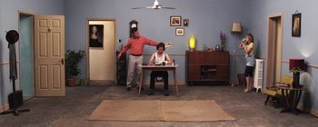 Movie still from “Gilligan Moss - Choreograph” (2015), directed by Oscar Hudson – Wide shot, High angle