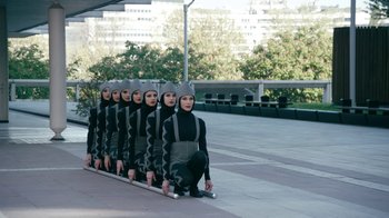 Movie still from “The Chemical Brothers - Go” (2015), directed by Michel Gondry – Wide shot, High angle