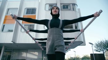Movie still from “The Chemical Brothers - Go” (2015), directed by Michel Gondry – Medium shot, Low angle