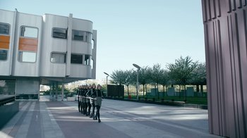 Movie still from “The Chemical Brothers - Go” (2015), directed by Michel Gondry – Extreme Wide shot, Low angle