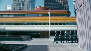 Movie still from “The Chemical Brothers - Go” (2015), directed by Michel Gondry – Extreme Wide shot, Low angle