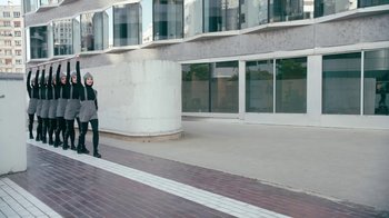 Movie still from “The Chemical Brothers - Go” (2015), directed by Michel Gondry – Extreme Wide shot, Low angle