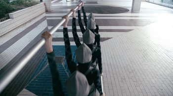 Movie still from “The Chemical Brothers - Go” (2015), directed by Michel Gondry – Extreme Wide shot, Low angle