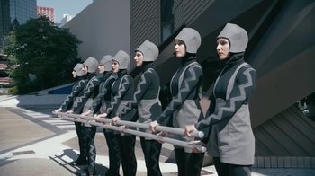 Movie still from “The Chemical Brothers - Go” (2015), directed by Michel Gondry – Wide shot, Low angle