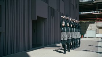Movie still from “The Chemical Brothers - Go” (2015), directed by Michel Gondry – Extreme Wide shot, Low angle