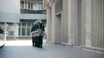 Movie still from “The Chemical Brothers - Go” (2015), directed by Michel Gondry – Extreme Wide shot, Low angle