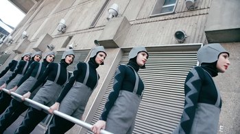 Movie still from “The Chemical Brothers - Go” (2015), directed by Michel Gondry – Wide shot, Low angle