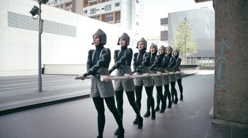 Movie still from “The Chemical Brothers - Go” (2015), directed by Michel Gondry – Wide shot, Low angle
