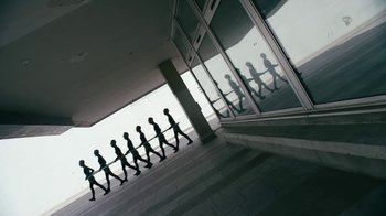 Movie still from “The Chemical Brothers - Go” (2015), directed by Michel Gondry – Extreme Wide shot, Low angle