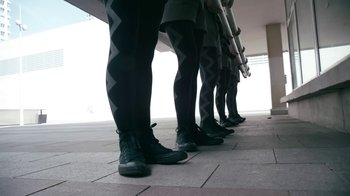 Movie still from “The Chemical Brothers - Go” (2015), directed by Michel Gondry – Wide shot, Low angle