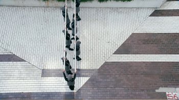 Movie still from “The Chemical Brothers - Go” (2015), directed by Michel Gondry – Extreme Wide shot, Overhead angle