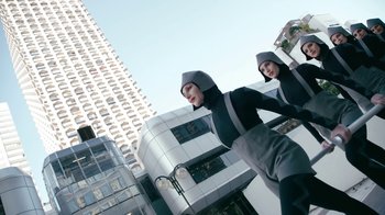 Movie still from “The Chemical Brothers - Go” (2015), directed by Michel Gondry – Wide shot, Low angle