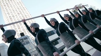 Movie still from “The Chemical Brothers - Go” (2015), directed by Michel Gondry – Medium shot, Low angle