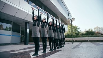 Movie still from “The Chemical Brothers - Go” (2015), directed by Michel Gondry – Wide shot, Low angle