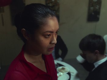 Movie still from “The Eversons - Emily” (2015), directed by Thunderlips – Close Up shot, Over the shoulder angle