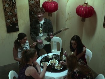 Movie still from “The Eversons - Emily” (2015), directed by Thunderlips – Wide shot, High angle