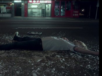 Movie still from “The Eversons - Emily” (2015), directed by Thunderlips – Wide shot, High angle