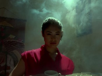Movie still from “The Eversons - Emily” (2015), directed by Thunderlips – Medium shot, Low angle
