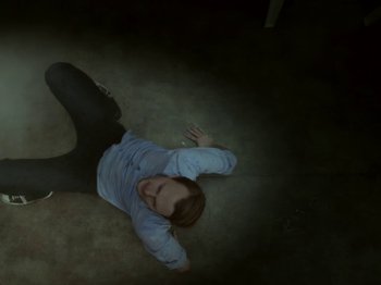 Movie still from “The Eversons - Emily” (2015), directed by Thunderlips – Wide shot, Overhead angle
