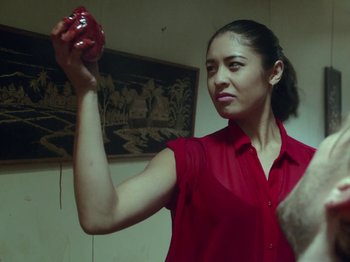 Movie still from “The Eversons - Emily” (2015), directed by Thunderlips – Close Up shot, Over the shoulder angle