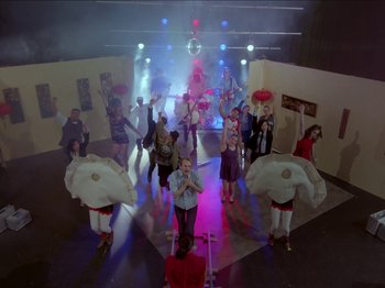 Movie still from “The Eversons - Emily” (2015), directed by Thunderlips – Extreme Wide shot, Overhead angle