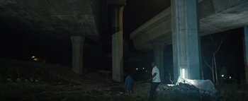 Movie still from “Flying Lotus - Coronus, The Terminator” (2015), directed by Young Replicant – Extreme Wide shot, Low angle