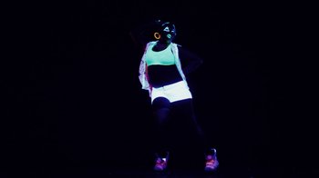 Movie still from “Major Lazer - Sweat” (2014), directed by Ryan Staake – Medium shot, Low angle