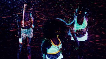 Movie still from “Major Lazer - Sweat” (2014), directed by Ryan Staake – Wide shot, Overhead angle